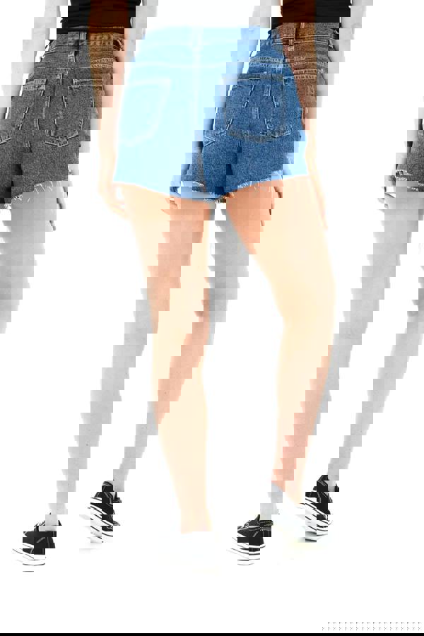 Smart Living Women's Rip Hemline Distressed Denim Shorts - Mid Blue