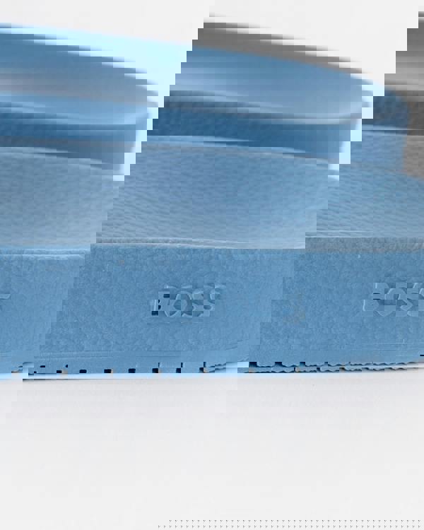 BOSS Orange Aryeh Mens Italian-Made Slides With Large Logo Detail - Turquoise/Aqua 445