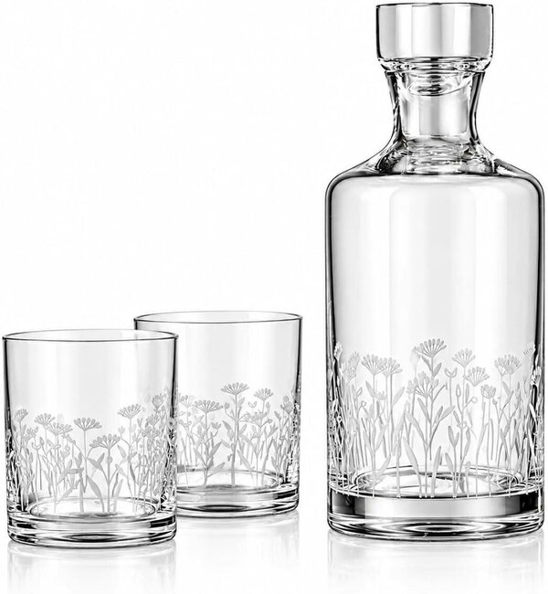 Diamante Floral Whisky Water Spirit Decanter & Tumblers Gift Set