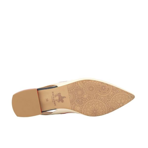 Embassy London Holly Brogue - Cream & Red & Blue - Women's Leather Flat Slingback