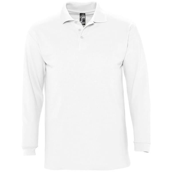 SOLS Mens Winter II Long Sleeve Pique Cotton Polo Shirt - White