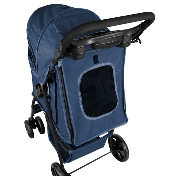 Monstershop Pet Stroller with Rain Cover – Navy Blue