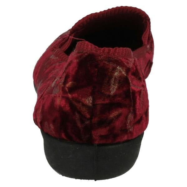 Spot On Ladies Spot On Embroided Floral Design Slippers