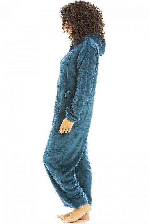 Camille Women's Hooded Super Soft Fleece Onesie Ladies Zip Jumpsuit