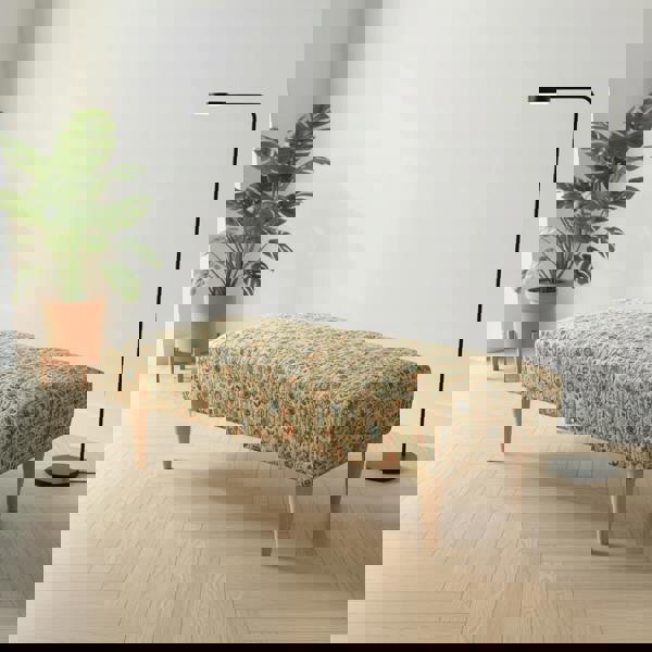 Artisan Crafted Stitched Ottoman Footrest for Lounge – Multi - Functional Bench & Coffee Table - ISTOOLS