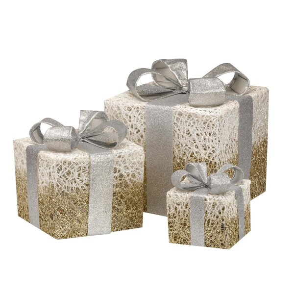 Scotts of Stow Gold Sparkly Faux Gift Boxes Set of 3