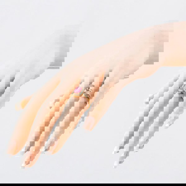 T. H. Baker 9ct Yellow Gold Emerald Cut Red Cubic Zirconia Cluster Ring RBE047R