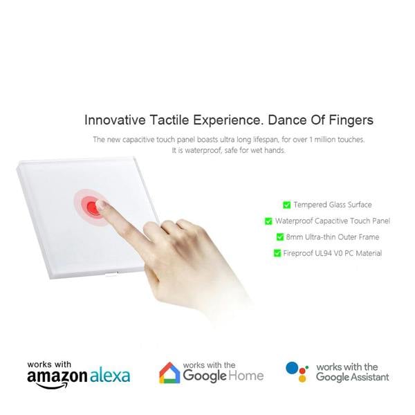 Touch light switch glass panel capacitive touch smart switch waterproof UK no neutral