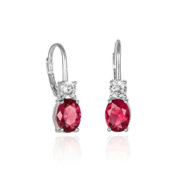 namana 925 Sterling Silver Leverback Red Oval Drop Earrings