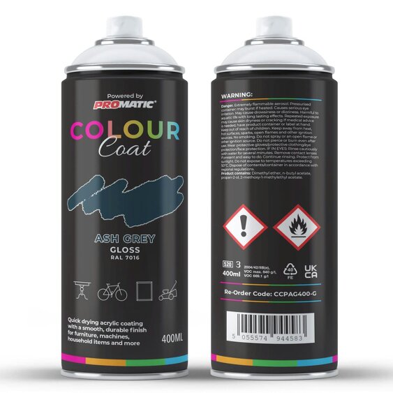 Colour Coat Ash Grey RAL 7016 Gloss Spray Paint 400ml