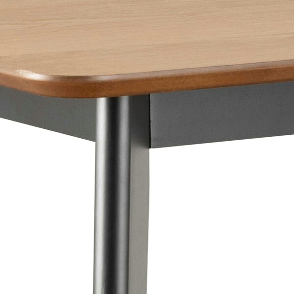 Wyld Haus Krakow Bar Dining Set Natural Oak Effect and Black Rectangular Bar Table + 4 Bar Stools