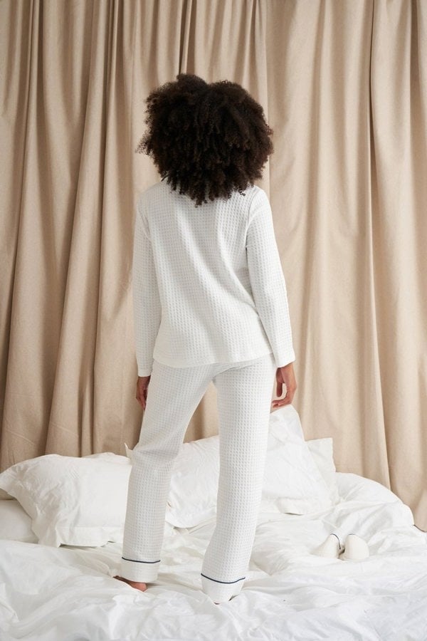Luxury Suite Waffle PJ Set in WhiteNightwear