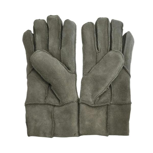 Unisex Suede Leather Shearling Wool Lined Thermal Gloves - Grey - Infinity Leather - 10