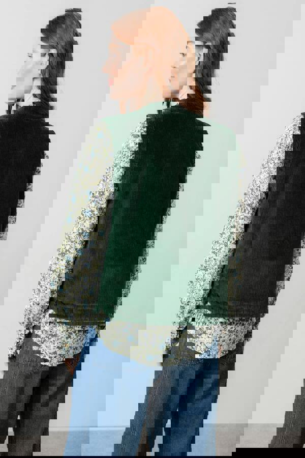 Lily & Me Dusk Stretch Cotton Jumbo Cord Gilet Pine Green