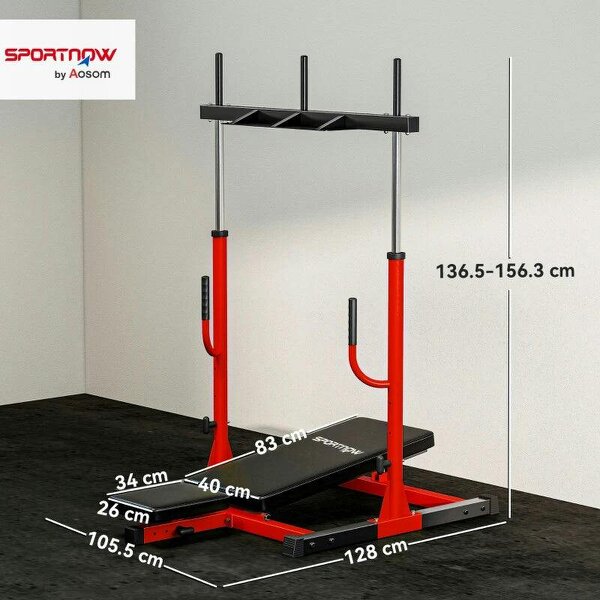 Vertical Leg Press Machine with Adjustable Leg, Back and Head Positions, 1" Standard Plate Compatible, Red