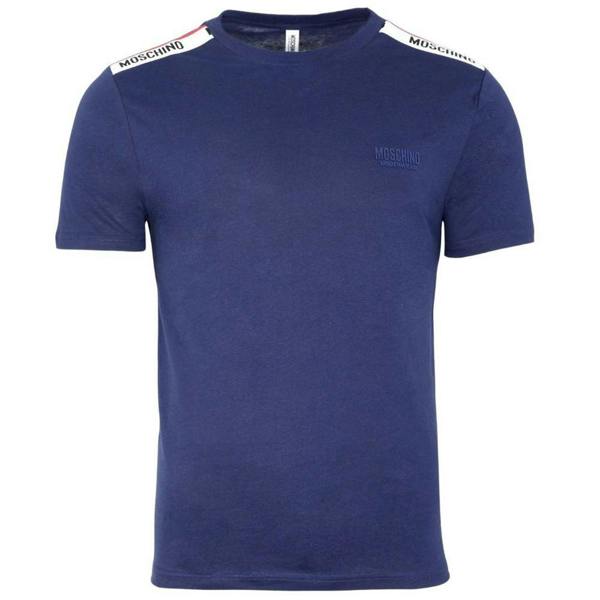 Moschino Unisex Adult Logo Taped Shoulders T-Shirt - Navy Blue - 