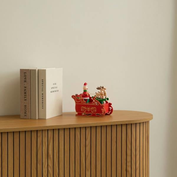 Samuel Alexander 17cm Musical Santa Sleigh with Moving Reindeer