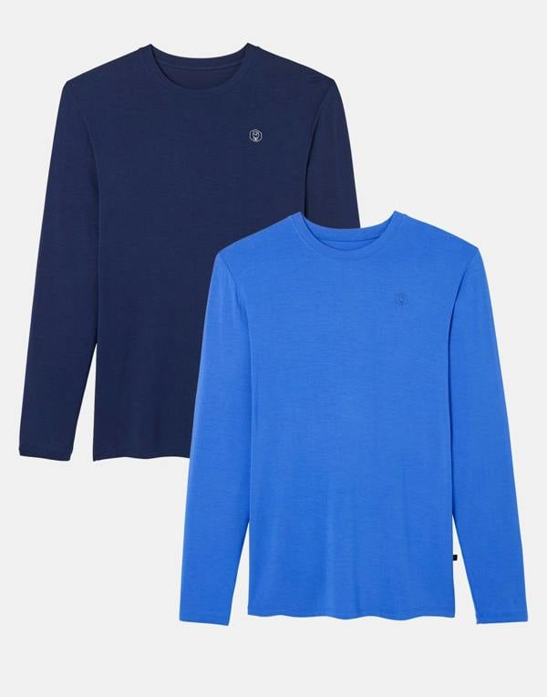 British Boxers Two-pack Men's Bamboo Long Sleeve T-Shirts – The Blues