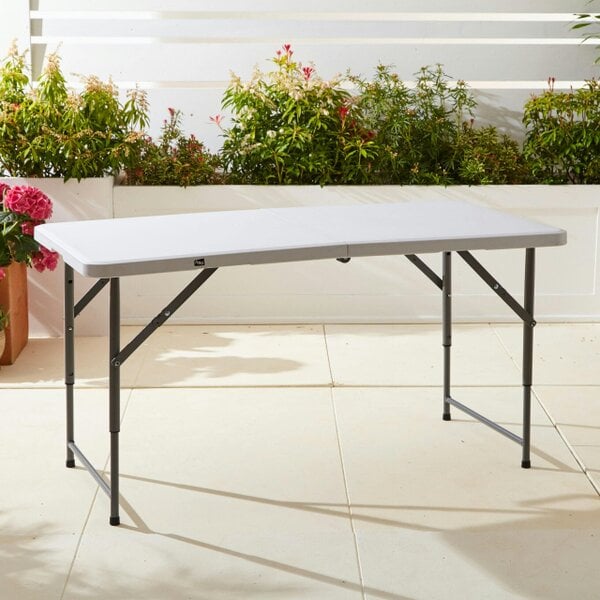Neo White Folding Picnic Table Portable 4FT Extendable Height