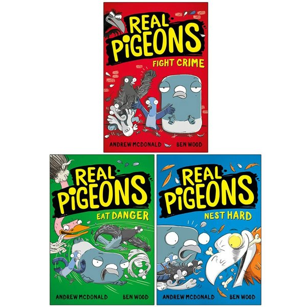 Andrew McDonald 3 Book Set Real Pigeons Fight Crime, Real Pigeons Eat Danger, Real Pigeons Nest Hard