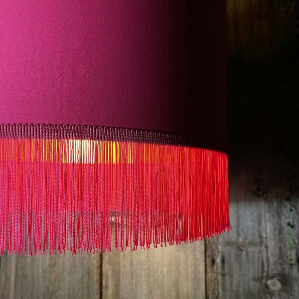 Love Frankie Pomegranate Pink Lampshade with Copper Foil Lining & Pink Fringing