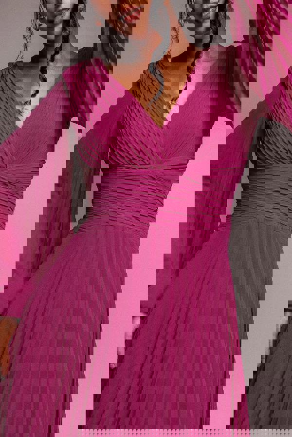 Balloon Sleeve Chiffon Maxi Dress - Magenta DR3041QZ