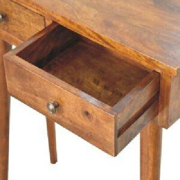 Wyld Haus Olbia Mini Chestnut Mango Wood Hallway Console Table 2 Drawers