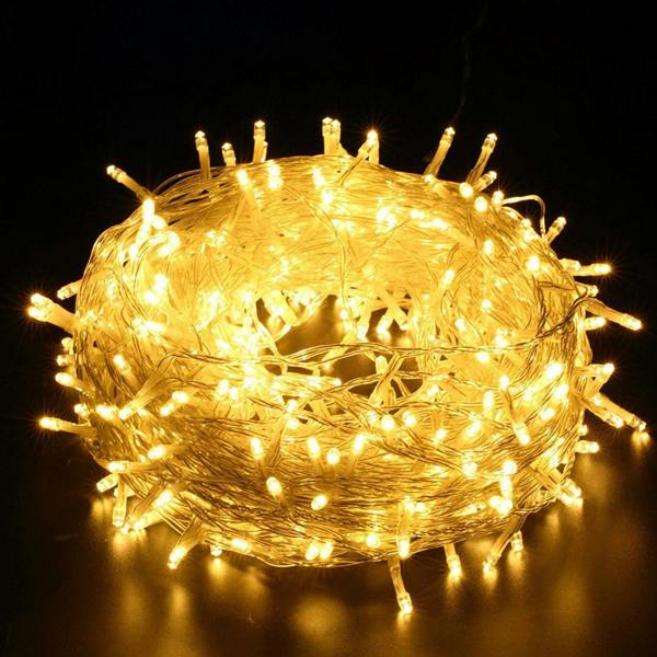 Warm White LED Outdoor String Fairy Lights with Timer and Clear Cable, Family Range image 1