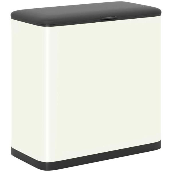 Cream rectangular rubbish bin with dark lid and smooth sides