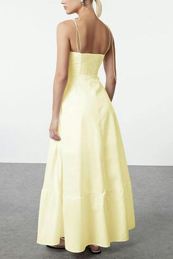 WOVCOR Draped Detailed Woven Maxi Skater Dress