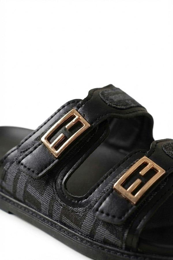 Willow Patterned Buckle Sandals - White_wb