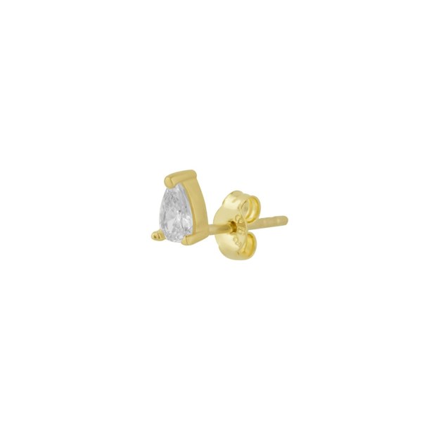 Spero London 14ct Solid Gold Handcrafted Pear Stud Single Earring
