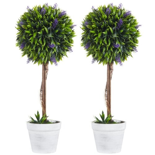 Wyld Haus Keado Set Of 2 Artificial Lavender Ball Trees In Pots For Indoor And Outdoor Styling 60cm