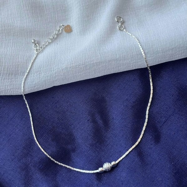 The Colourful Aura Sterling Silver Bead Summer Indie Boho Silver Indian Payal Anklet