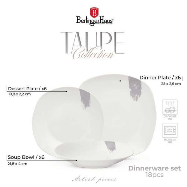 18 pcs dinnerware Berlinger Haus BH10202 Taupe