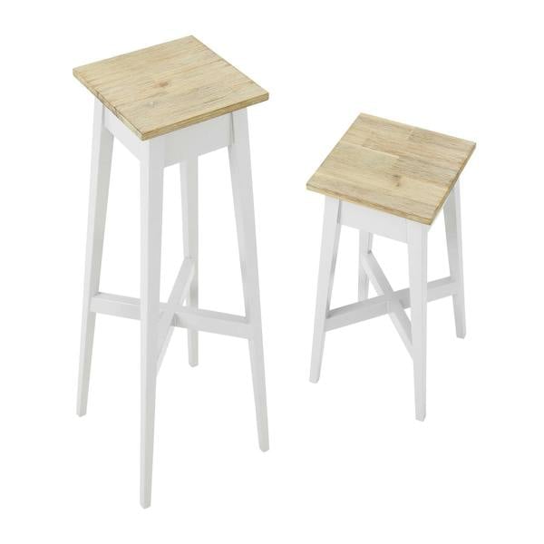 Statement Furniture Florence Plant Stands Set of 2, Tall Small Wooden Plant Holders Assembled
