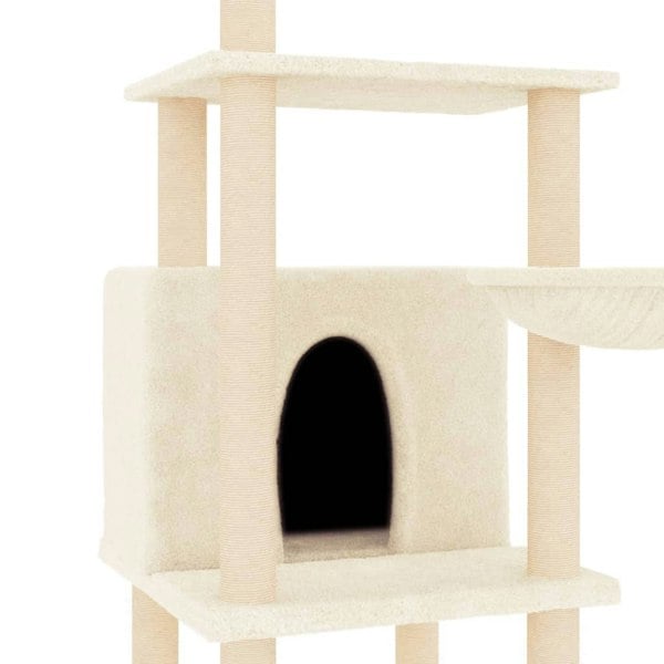 Berkfield Cat Tree with Sisal Scratching Posts Cream 132 cm