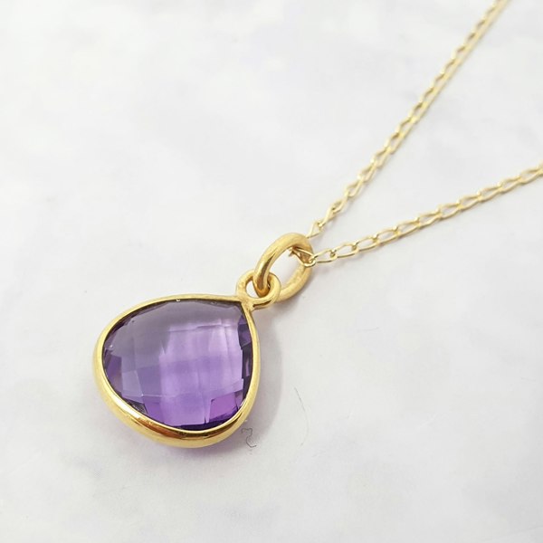 Amethyst February Birthstone Pendant Charm Necklace