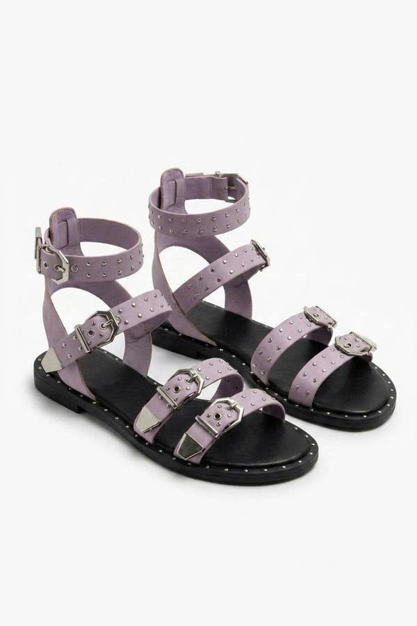 Maren Studded Double Buckle Sliders - Lilac_wb