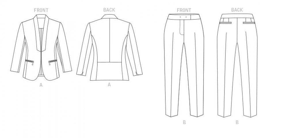 Vogue Sewing Pattern 1867, Jackets, Trousers, Suits for Women, A5 (6-8-10-12-14) - Intermediate