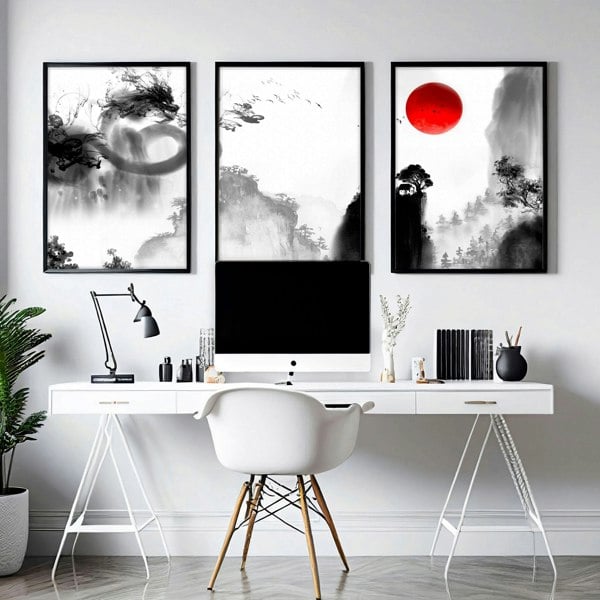 Japanese dragons art | set of 3 wall art for Home office decor