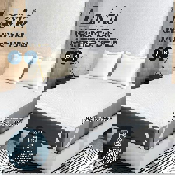 Lavio Bamboo Charcoal Mattress Topper Memory Foam Cooling Gel King Double Thick 8cm