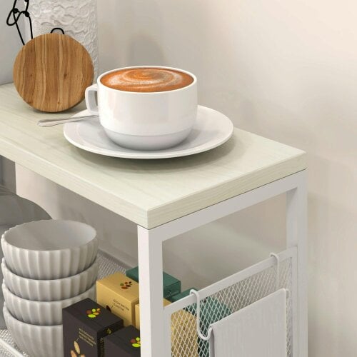 Wyld Haus Else Lune Metal White 3 Tier Kitchen Cart With Steel Wire Baskets