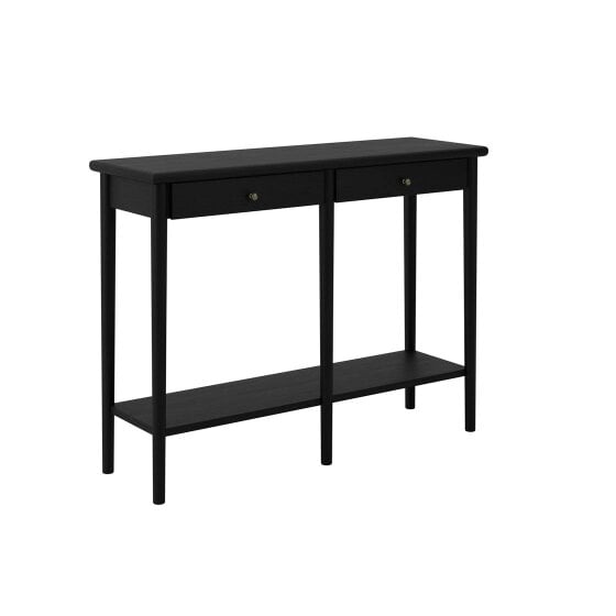 Wyld Haus Newbridge Black Wooden Console Table 2 Drawers Bottom Shelf