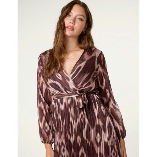 Blue Vanilla Crossover Metallic Pleated Dress