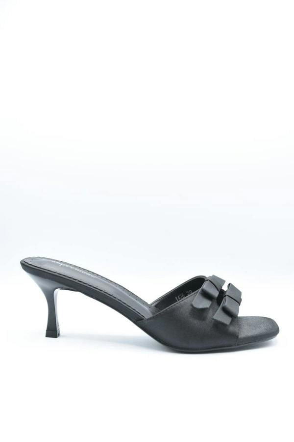 Camila Open Toe Bow Detail High Heels - Black