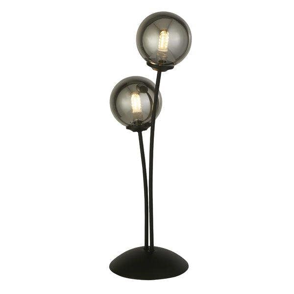 Pagazzi Lighting Navarro 2 Light Black & Smoked Glass Table Lamp