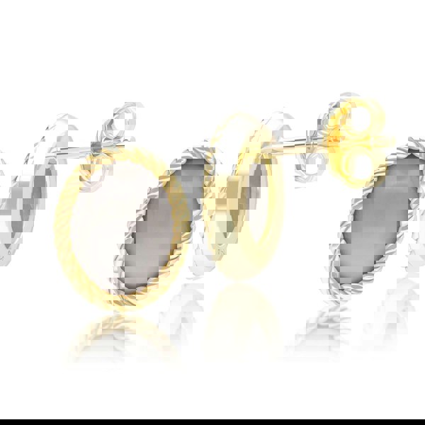 Gemondo Classic Oval Black Moonstone Stud Earrings in 9ct Yellow Gold