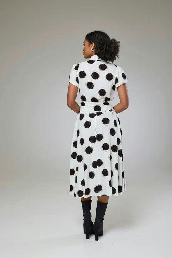 Lioness by TF Absolute Polka Dot Linen Short Sleeve Shirt Dress