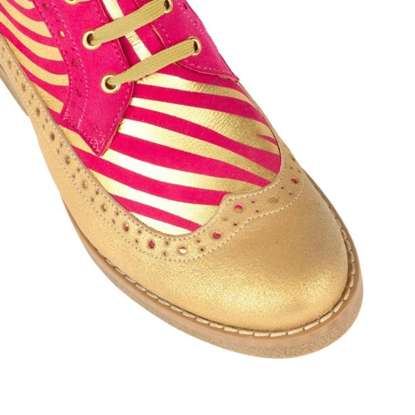 Embassy London Hatter - Pink & Gold Stripes - Women's Leather Ankle Lace-up Boot